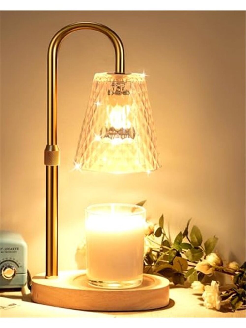 Candle Warmer Lamp Gold Adjustable Height Timer Jar Candle Wax Melter Home Decor